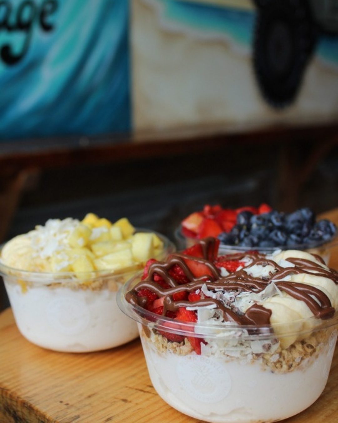 Playa Bowls acai bowls topped with fresh fruit